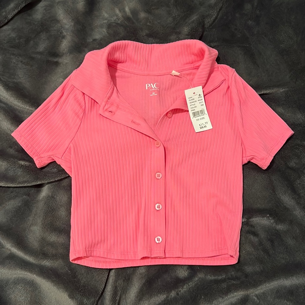 Pink Collard Crop Top Pacsun